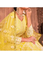 Ravishing Yellow Viscose Georgette Designer Gown